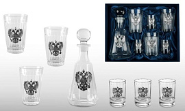 Подарочный набор из графина, трёх стопок и трёх стаканов «ГРАНЁНЫЙ» (прозрачный)