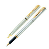 Набор: ручка шариковая и роллер Pierre Cardin PEN and PEN, цвет серебряный с золотом