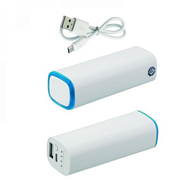Зарядное устройство POWER+ ёмкостью 2600 mAh, цвет белый с синим (Белый; Синий)