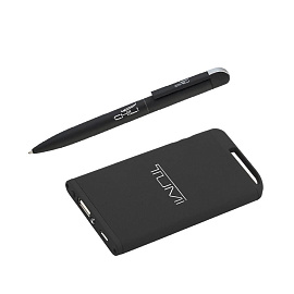 Набор: ручка + зарядное устройство 4000 mAh, с покрытием SOFT TOUCH (Чёрный)