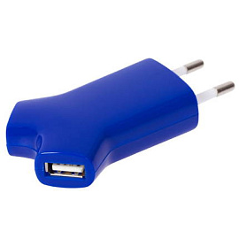 Сетевое зарядное устройство с двумя USB-выходами (Синий)
