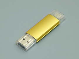 Флешка с Micro USB, 64Гб (Золотой)