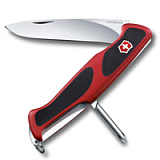 Нож перочинный VICTORINOX RangerGrip 53, 130 мм, 5 функций, с фиксатором лезвия, красный с чёрным