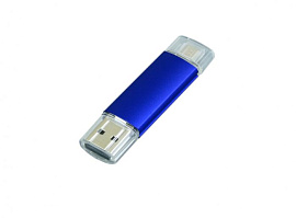 Флешка с Micro USB, 64Гб (Синий)