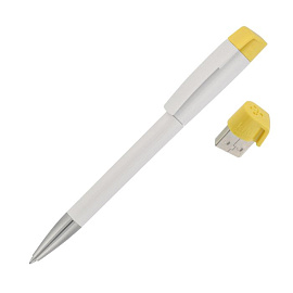 Ручка с флеш-картой USB 8GB "TURNUS M", цвет белый с тёмно-зелёным (Жёлтый; Белый)