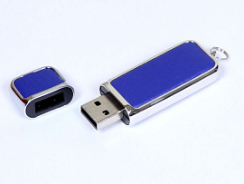 Кожаная флешка 4 Гб.Коричневый, USB2.0 (Синий)