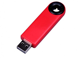 Флеш-накопитель промо прямоугольной формы, выдвижной механизм .4 Гб., USB2.0 (Чёрный)