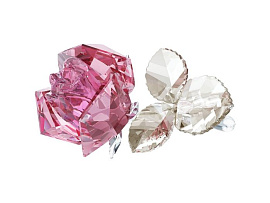 Украшение "Цветущая роза" c кристаллами Swarovski (Розовый; Прозрачный)
