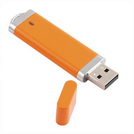 USB-Flash накопитель (флешка) из пластика классической прямоугольной формы, модель 002, объем памяти (Оранжевый)
