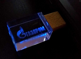 Флешка Wood прямоугольной формы, под гравировку 3D, 32 Гб., USB2.0 (Синий)