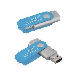 Флеш-карта "Vostok", объем памяти 16 GB, с покрытием soft touch, цвет чёрный (Голубой)