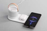 Настольная беспроводная (15W) зарядная станция "Smart Home" с bluetooth колонкой-лампой, цвет белый
