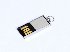 Флешка с мини чипом в металлическом корпусе, модель mini2, 16 Gb (Серебряный)
