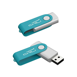 Флеш-карта "Vostok", объем памяти 16 GB, с покрытием soft touch, цвет чёрный (Бирюзовый)