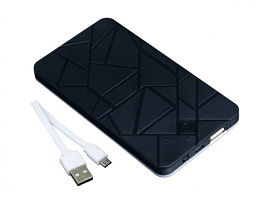 Универсальное зарядное устройство power bank PB под нанесение логотипа прямоугольной формы (Чёрный)