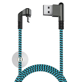Кабель  USB 2.0 - microUSB, 2.1A, игровой, OLMIO (Голубой; Чёрный)