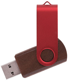 Флешка TWIST WOOD COLOR (Коричневый; Красный)