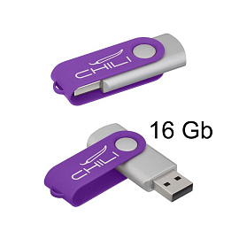 Флеш-карта "Vostok", объем памяти 16 GB, с покрытием soft touch, цвет чёрный (Фиолетовый)