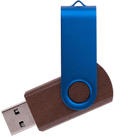 Флешка TWIST WOOD COLOR (Коричневый; Синий)