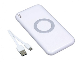 Универсальное зарядное устройство power bank c функцией беспроводной зарядки (Белый)