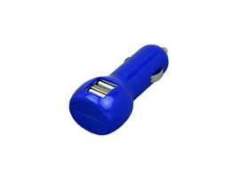 Автомобильная зарядка, 2 USB порта (Синий)
