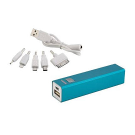 Универсальное зарядное устройство power bank прямоугольной формы (Синий)