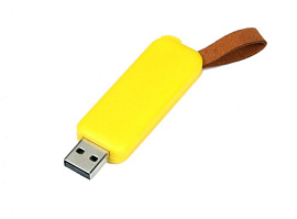 Флешка 4 Гб. красный, USB2.0 промо прямоугольной формы, выдвижной механизм . (Жёлтый)