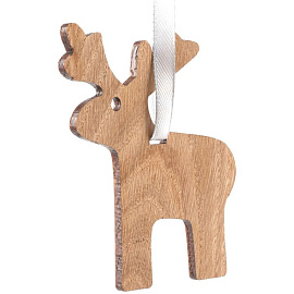 Деревянная подвеска Carving Oak, в форме елочной игрушки (Бежевый;)