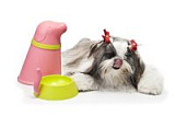 Контейнер+миска для собаки pupp розовая