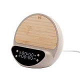 Настольные часы "Smiley" с беспроводным (10W) зарядным устройством и будильником, пшеница/бамбук/пла