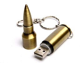 Флеш-накопитель в виде бронзовой пули от AK-47, 64 Гб. USB2.0 (Бронзовый)