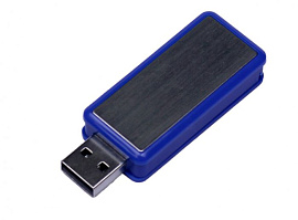 Флеш-накопитель промо прямоугольной формы, выдвижной механизм . 4 Гб., USB2.0 (Синий)