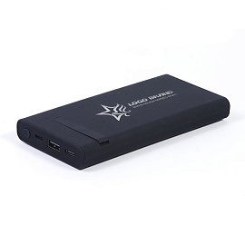 Зарядное устройство с беспроводной зарядкой "ENC Medium", 8000 Mah, со светящимся лого (Чёрный)