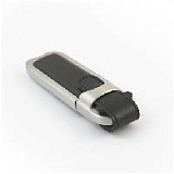 USB-Flash накопитель (флешка) "Heritage" в кожаном корпусе с металлическими вставками, 4 Gb, черный
