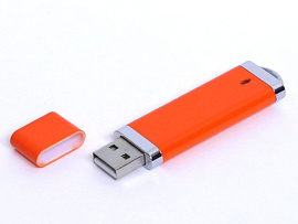 Прямоугольная флешка 4 Гб.Серебряный, USB2.0 (Оранжевый)