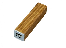 Портативное зарядное устройство "Вуди", 2600 mAh, цвет тёмно-коричневый (Красный)