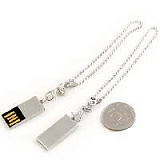 USB-Flash накопитель (флешка-брелок) "Mini SD", 4 Gb, серебрянный металл. В комплекте цепочка для кр
