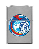 Зажигалка ZIPPO Гагарин с покрытием Brushed Chrome, серебристая