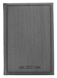 Ежедневник датированный 2021 Infolio Wood тёмно-коричневый, обложка твердая с поролоном, размер А5 (тёмно-серый)
