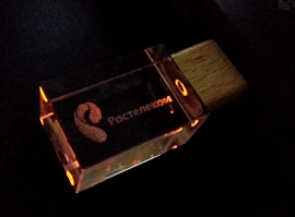 Флешка Wood прямоугольной формы, под гравировку 3D, 32 Гб., USB2.0 (Оранжевый)