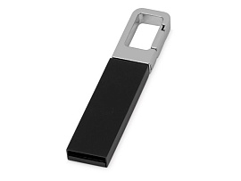 USB-флешка на 16 Гб "Hook" с карабином, цвет серебристый с чёрным (Чёрный; Серебряный)