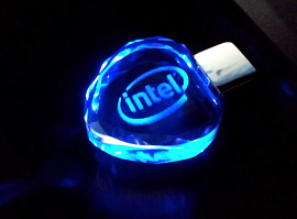 Флешка под гравировку 3D логотипа, 32 Гб, USB2.0 (Синий)