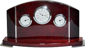 Часы с термометром и гигрометром (A9121R) (Коричневый; Серебряный)
