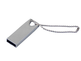 USB 2.0-флешка на 16 Гб с мини чипом и отверстием для цепочки (серебристый)