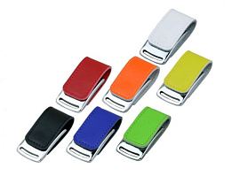 Флешка с кожаным корпусом эргономичный дизайн 64 Гб.Оранжевый, USB3.0 (Синий)