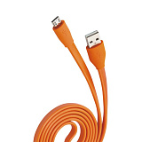 Кабель USB 2.0 - microUSB, , 2.1A, оранжевый, плоский, OLMIO