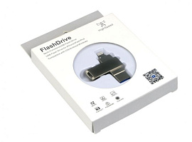Флешка c разъемом для I-phone Lightning, 32Гб,  цвет Серебряный, USB3.0 (Серебряный)