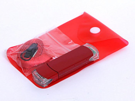 Флешка из алюминия с прозрачными пластиковыми вставками, модель 014, 32 Gb. USB2.0 (Красный)