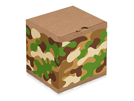 Подарочная коробка "Camo", размер 8х8х9,8 см, цвет бурый с красивыми лепестками (Камуфляж)