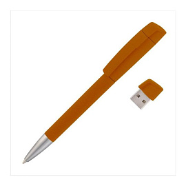 Ручка с флеш-картой USB 8GB "TURNUS M", цвет белый с тёмно-зелёным (Оранжевый)